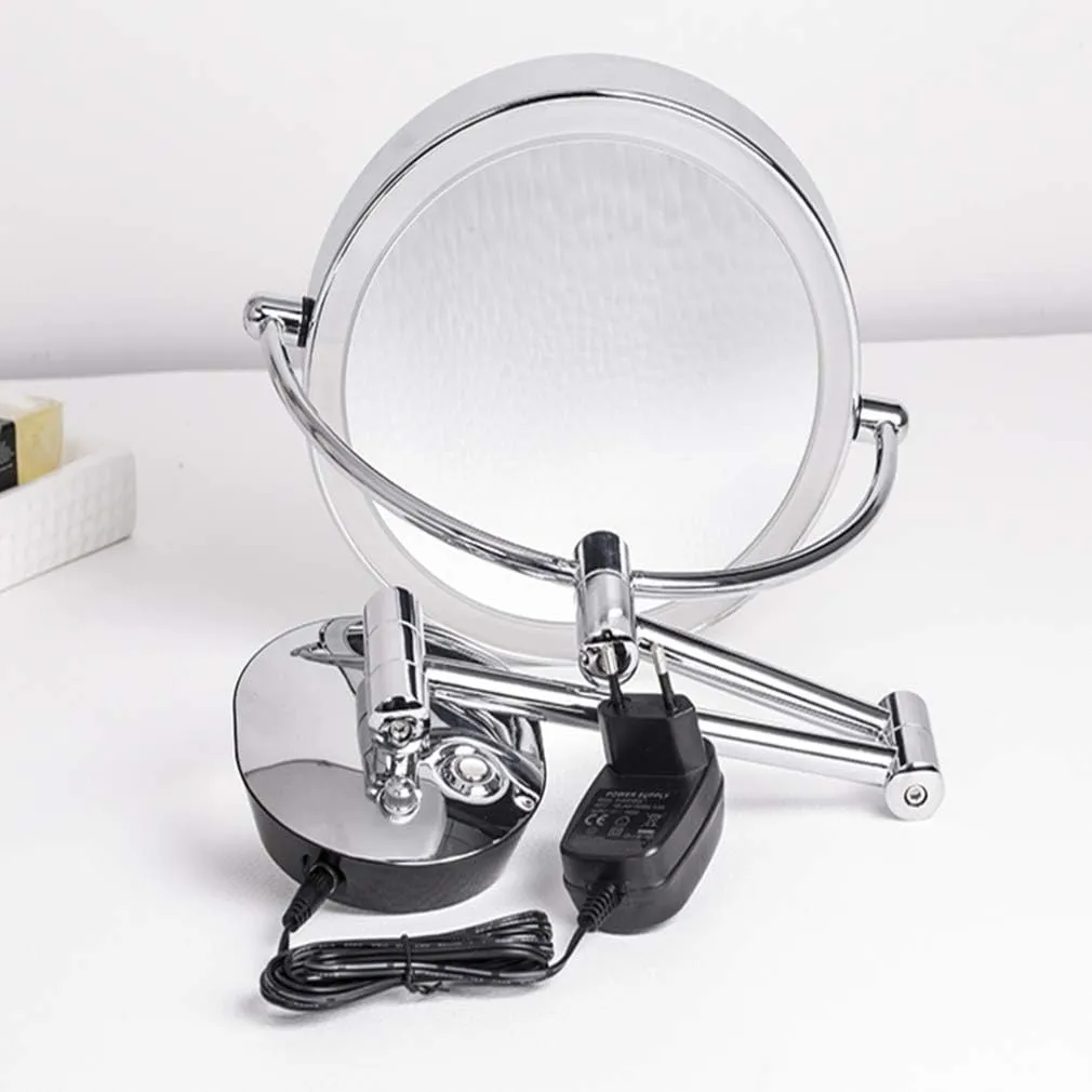 LED Makeup Vanity Mirror,Two-Sided Wall Mounted Beauty Mirror Multiple Magnification Bathroom Mirror 360° Swivel Extendable Cosmetic Mirror Powered by