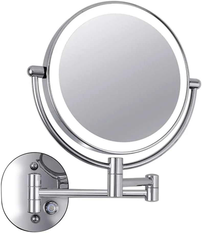 LED Makeup Vanity Mirror,Two-Sided Wall Mounted Beauty Mirror Multiple Magnification Bathroom Mirror 360° Swivel Extendable Cosmetic Mirror Powered by