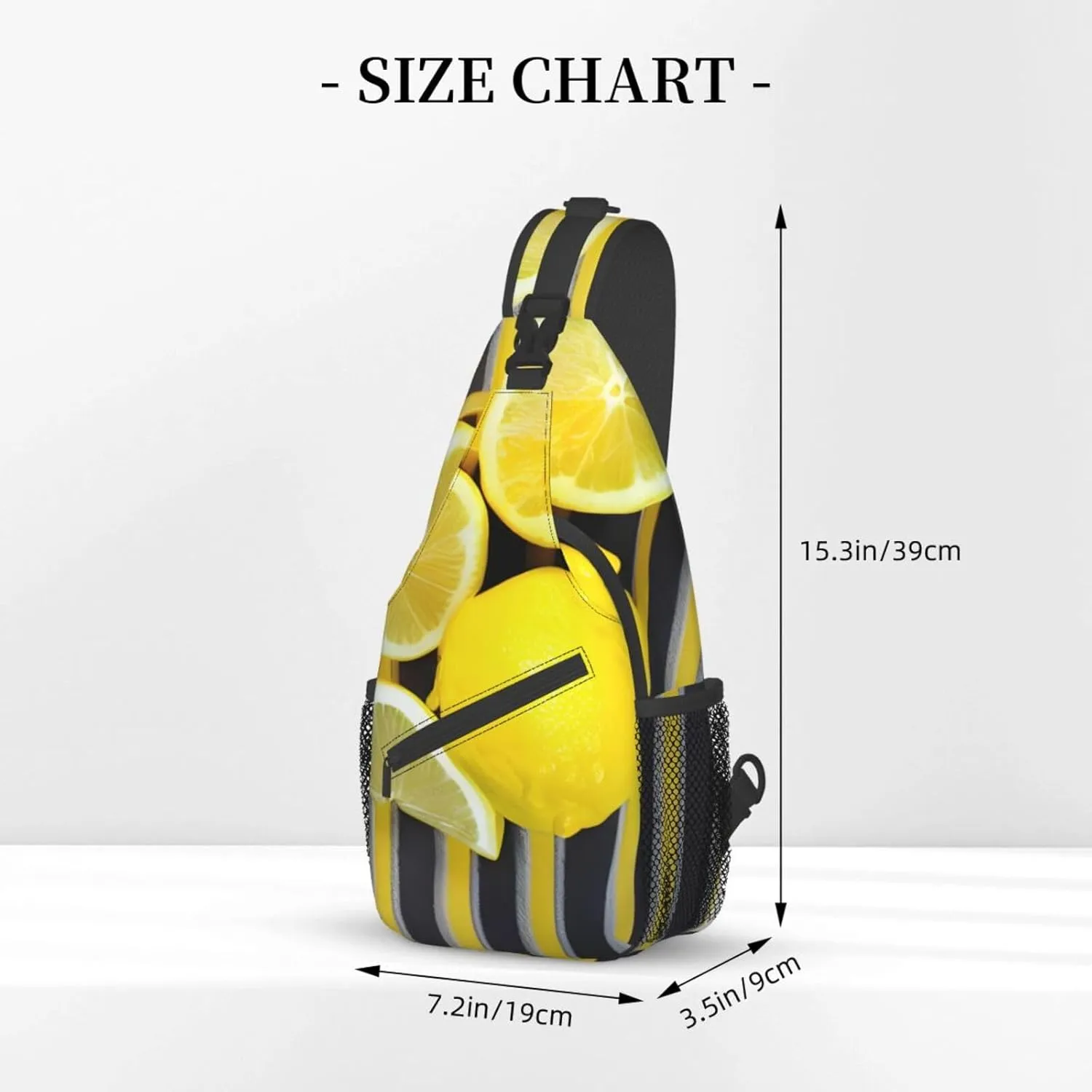 Lemon Zest Yellow Stripes Unisex Casual Diagonal Chest Bag,Multipurpose Crossbody Shoulder Bag Travel Hiking Daypack