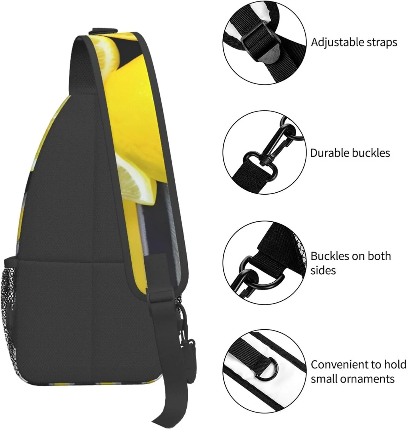 Lemon Zest Yellow Stripes Unisex Casual Diagonal Chest Bag,Multipurpose Crossbody Shoulder Bag Travel Hiking Daypack