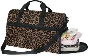 Leopard Texture Leopard Fur Duffel Bag for Travel, Large Sport Gym Bag with Shoe Compartment