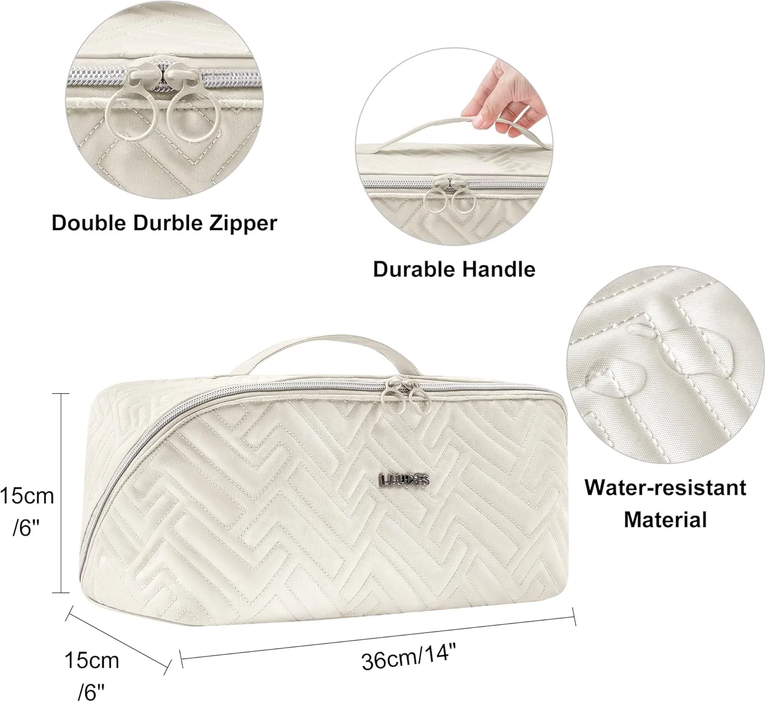 Leudes Hair Tools Travel Bag For Dy son Airwrap Hair Dryer Shark Flex Style Carrying Case Travel Makeup Bag Portable Pouch Open Flat Packing Organizers with Divider and Handle (Beige)