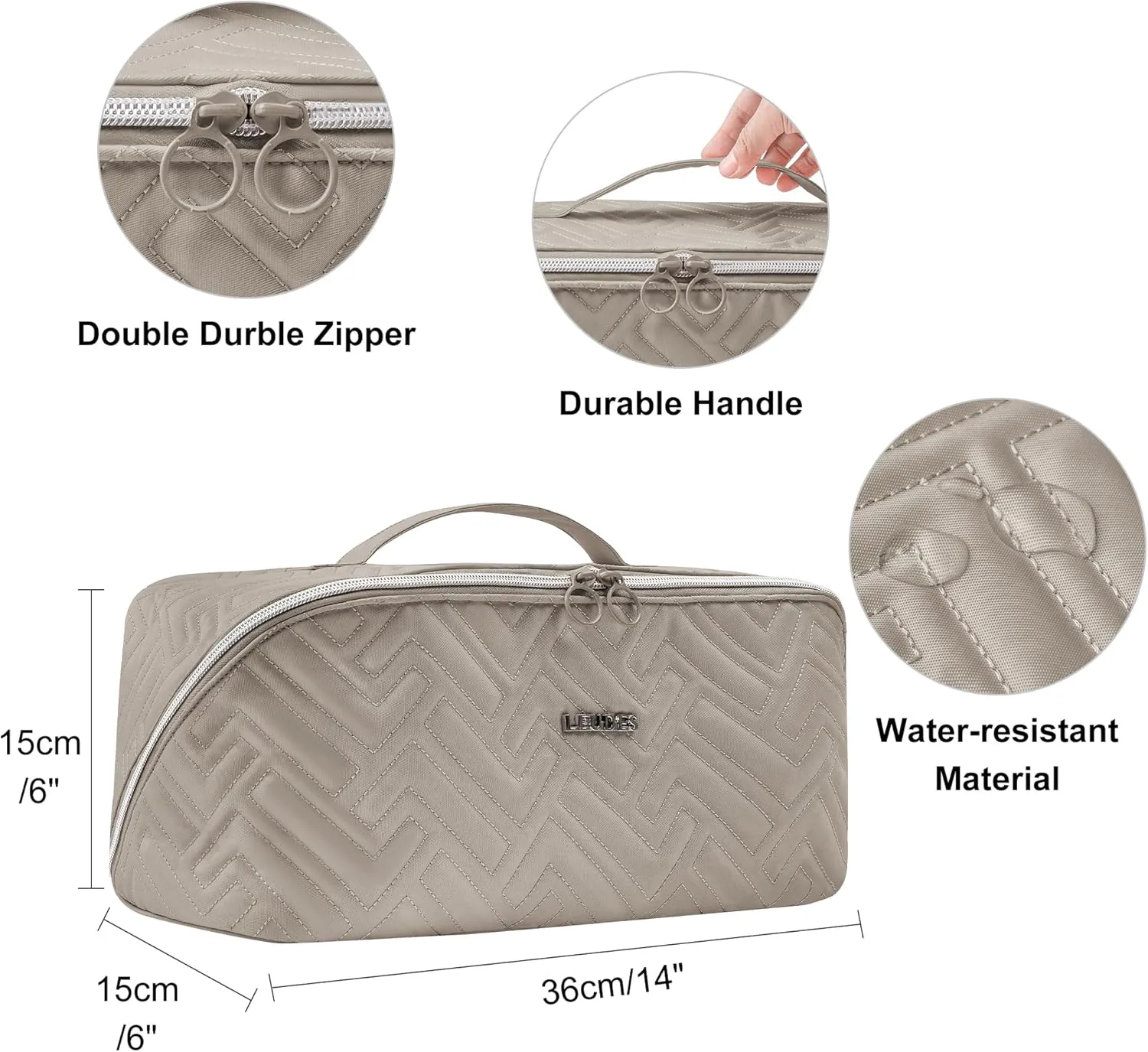 Leudes Hair Tools Travel Bag For Dy son Airwrap Hair Dryer Shark Flex Style Carrying Case Travel Makeup Bag Portable Pouch Open Flat Packing Organizers with Divider and Handle (Camel)