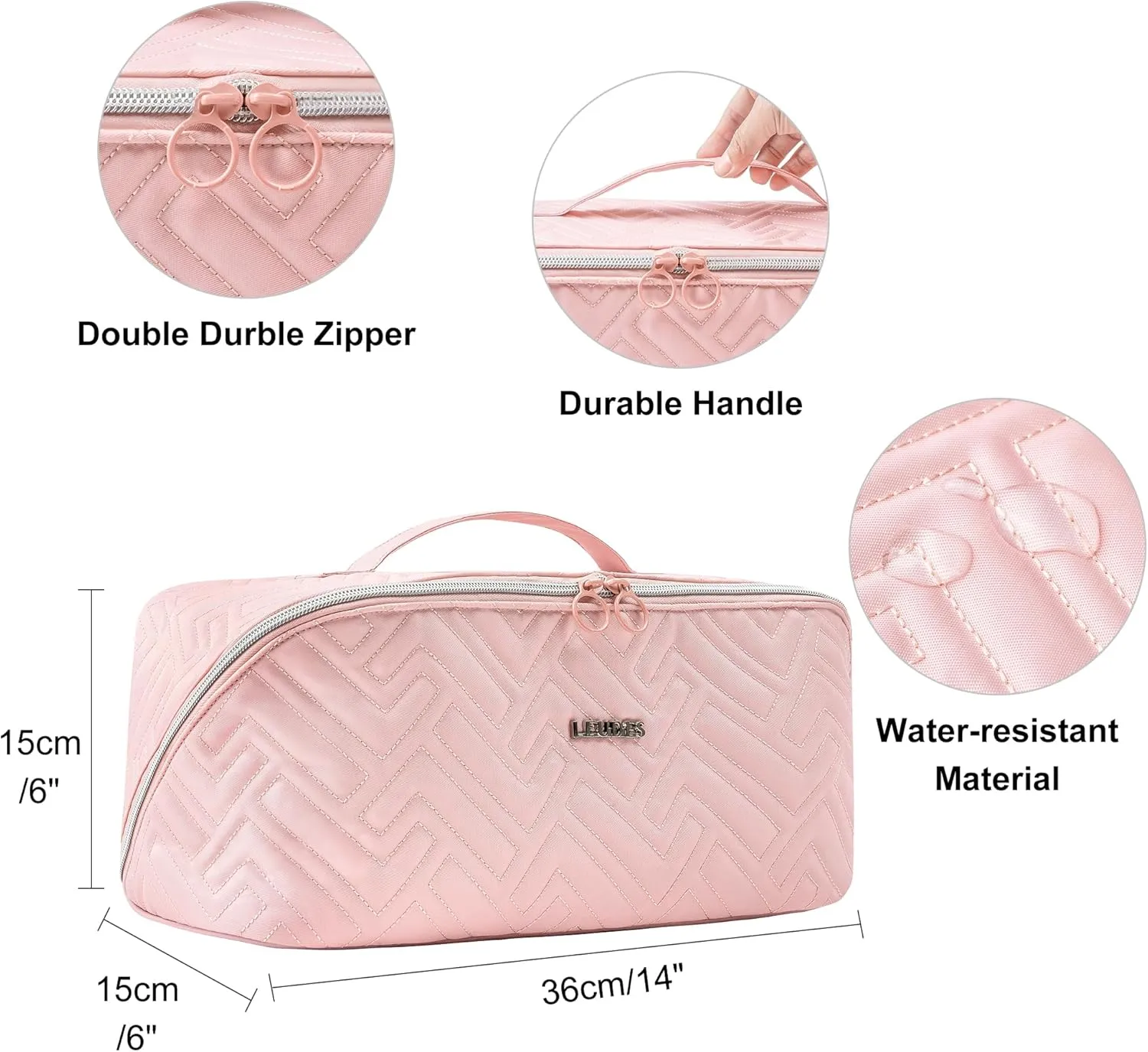 Leudes Hair Tools Travel Bag For Dy son Airwrap Hair Dryer Shark Flex Style Carrying Case Travel Makeup Bag Portable Pouch Open Flat Packing Organizers with Divider and Handle (Pink)