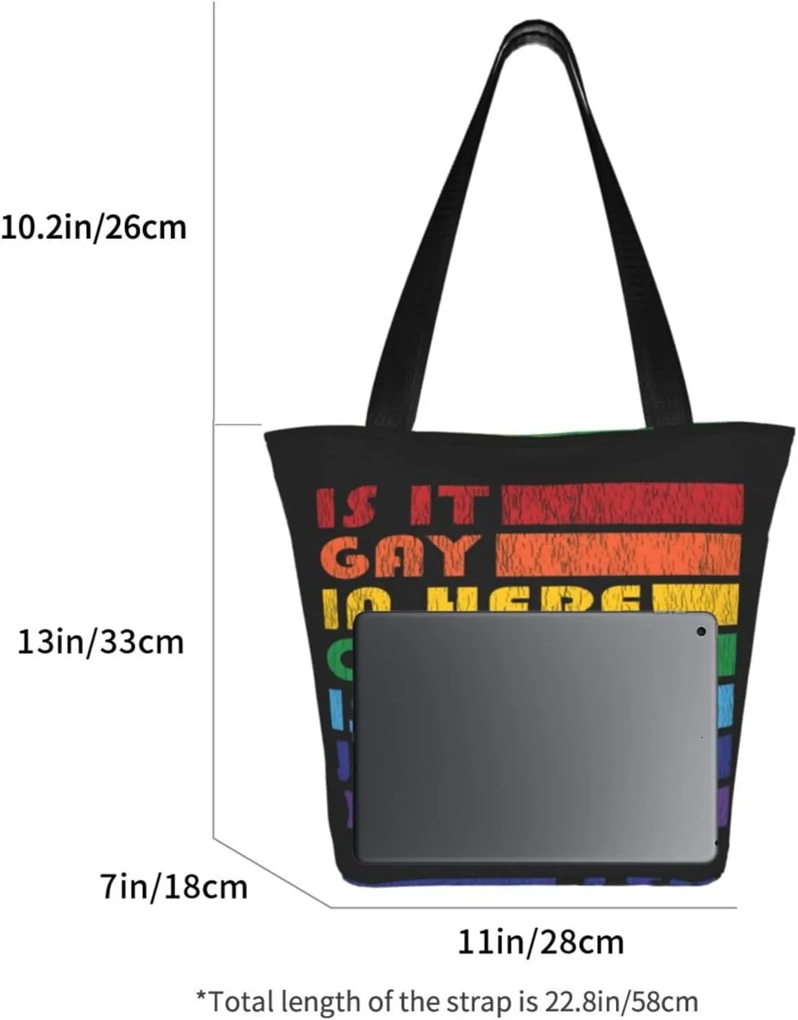 LGBT Gay Pride Butterflies Rainbow Women's Tote Bag Lightweight Shopping Handbag Travel Shoulder Bag With Zipper
