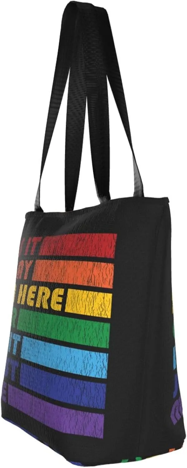 LGBT Gay Pride Butterflies Rainbow Women's Tote Bag Lightweight Shopping Handbag Travel Shoulder Bag With Zipper