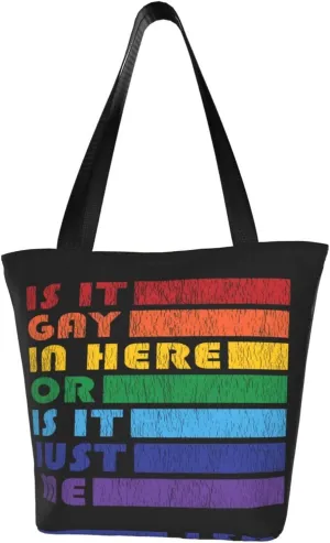 LGBT Gay Pride Butterflies Rainbow Women's Tote Bag Lightweight Shopping Handbag Travel Shoulder Bag With Zipper