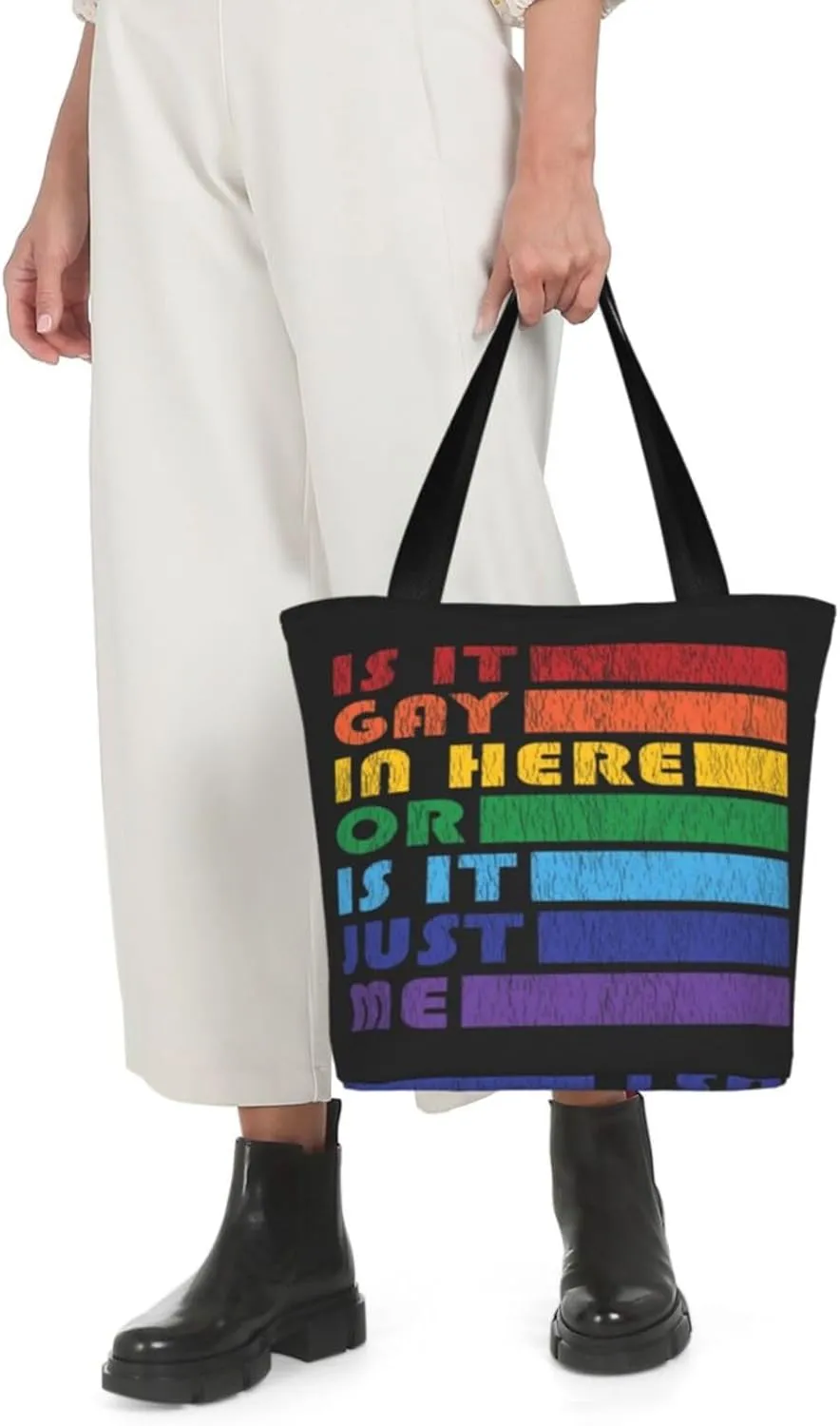 LGBT Gay Pride Butterflies Rainbow Women's Tote Bag Lightweight Shopping Handbag Travel Shoulder Bag With Zipper
