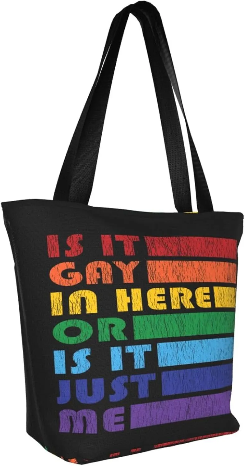 LGBT Gay Pride Butterflies Rainbow Women's Tote Bag Lightweight Shopping Handbag Travel Shoulder Bag With Zipper