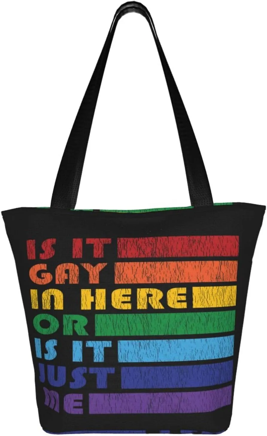 LGBT Gay Pride Butterflies Rainbow Women's Tote Bag Lightweight Shopping Handbag Travel Shoulder Bag With Zipper
