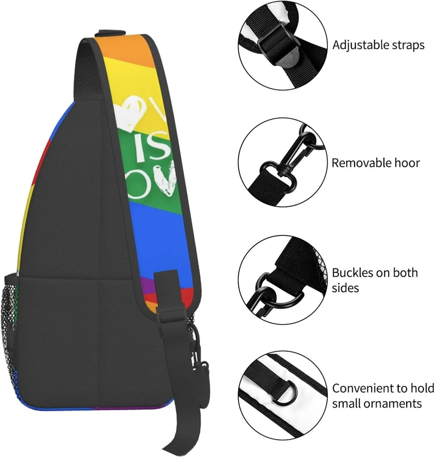 Lgbt Pride Rainbow Gay Love Is Love Pride Day Chest Sling Bag Crossbody Shoulder Backpack Bag Gym Cycling Daypack Travel Hiking Cross Bag