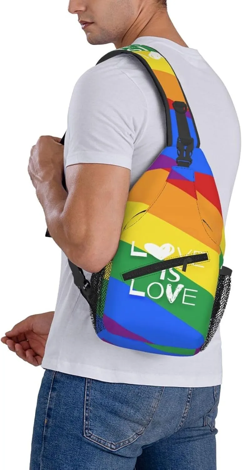 Lgbt Pride Rainbow Gay Love Is Love Pride Day Chest Sling Bag Crossbody Shoulder Backpack Bag Gym Cycling Daypack Travel Hiking Cross Bag