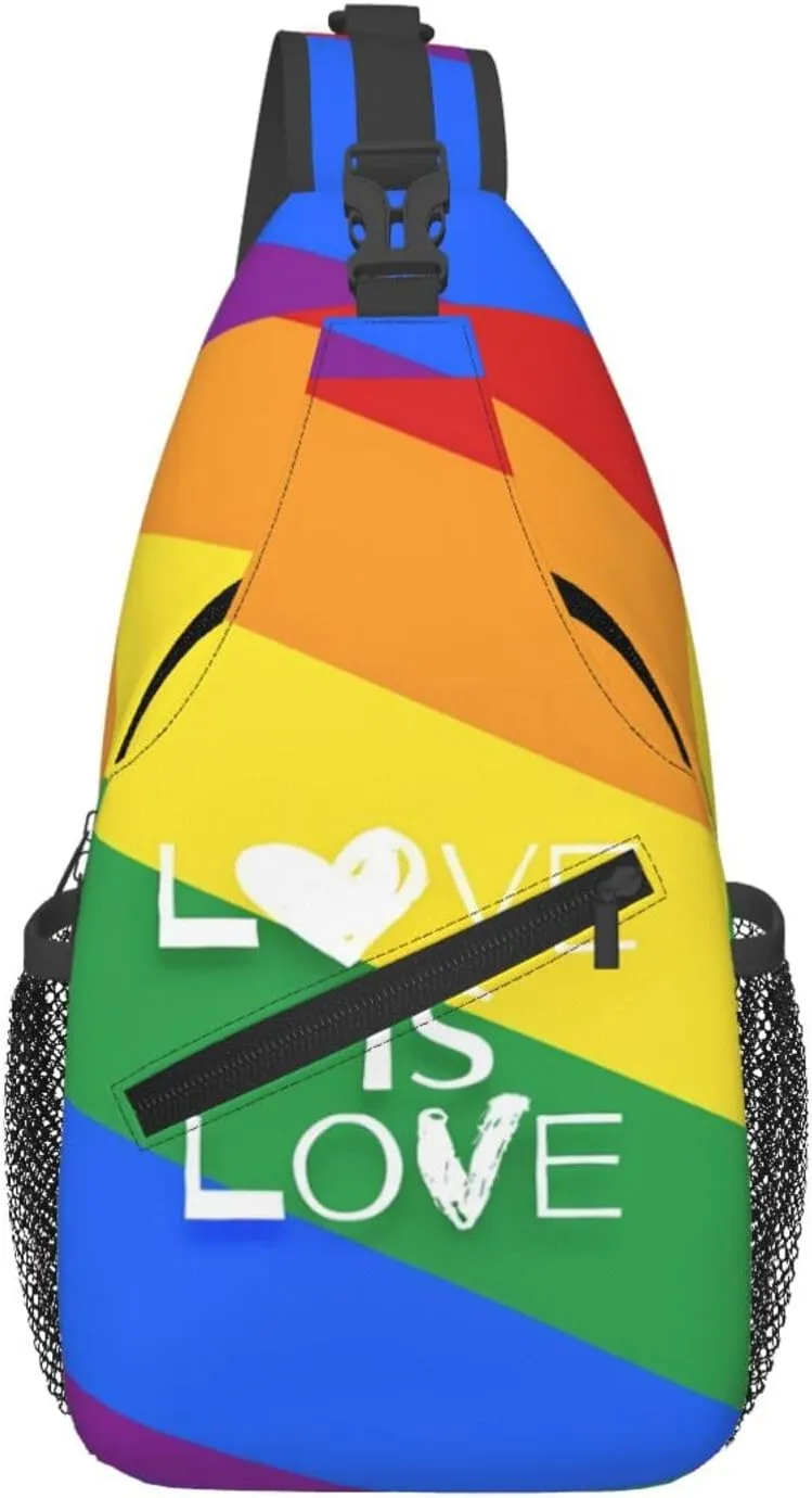 Lgbt Pride Rainbow Gay Love Is Love Pride Day Chest Sling Bag Crossbody Shoulder Backpack Bag Gym Cycling Daypack Travel Hiking Cross Bag