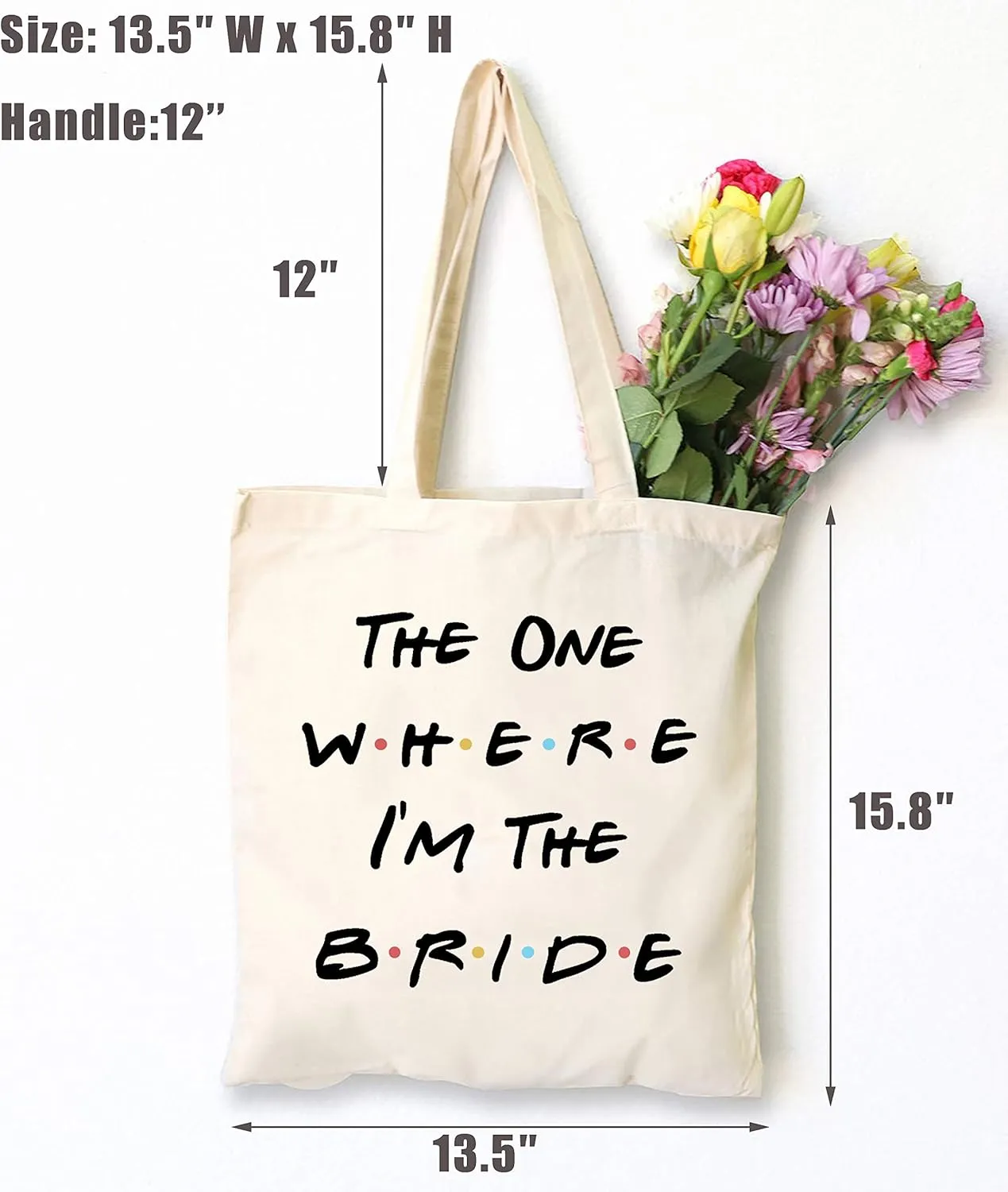 LIBIHUA Bride Gift,Engagement Gift,Bride to Be,Newly Engaged,Bridal Shower Present,Bachelorette Party Present,Reusable Shoulder Bag,Shopping Tote Bag-The One Where I'm the Bride