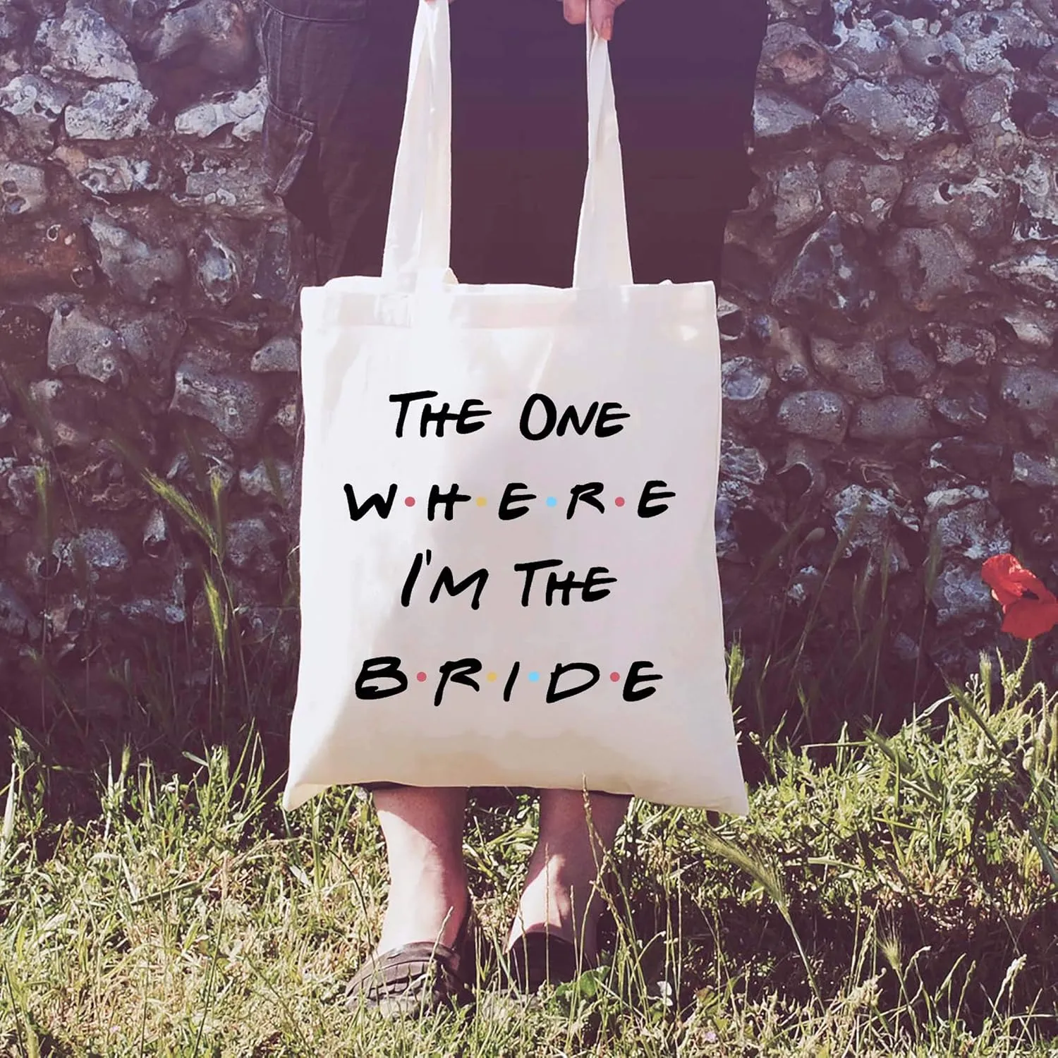 LIBIHUA Bride Gift,Engagement Gift,Bride to Be,Newly Engaged,Bridal Shower Present,Bachelorette Party Present,Reusable Shoulder Bag,Shopping Tote Bag-The One Where I'm the Bride