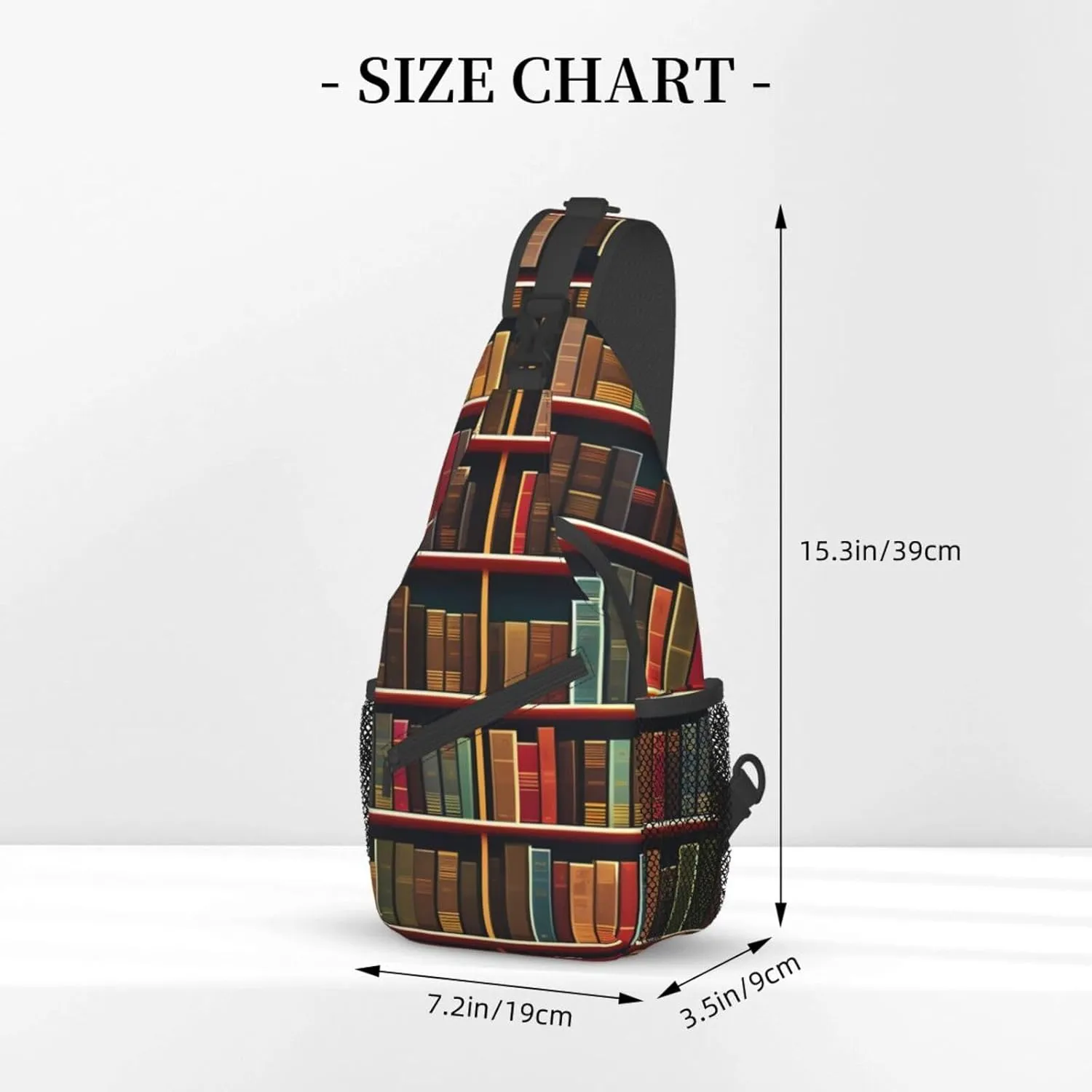 Library Bookshelf Book Unisex Casual Diagonal Chest Bag,Multipurpose Crossbody Shoulder Bag Travel Hiking Daypack