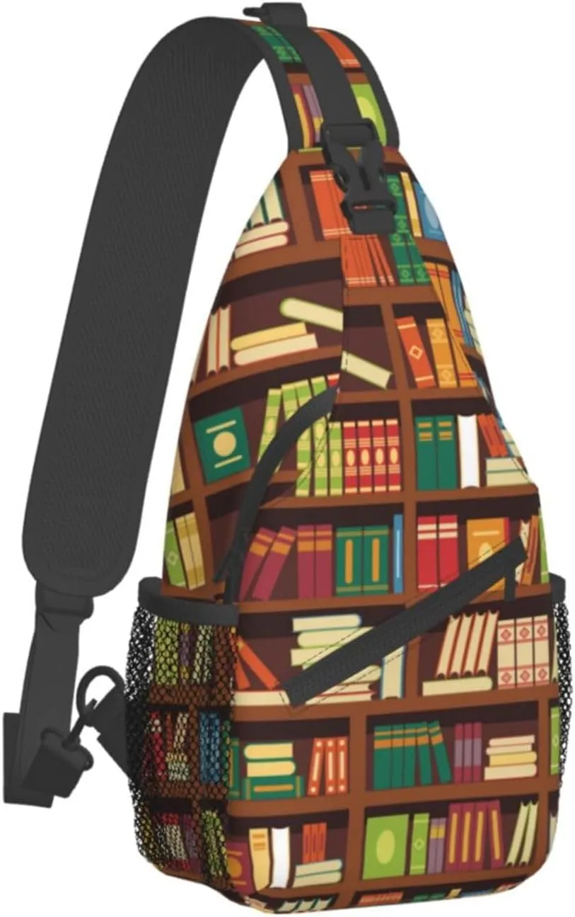 Library Crossbody Bag Books Shoulder Bag Funny Backpack Sling Bag Chest Casual Daypack for Outdoor