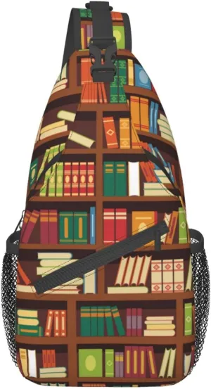 Library Crossbody Bag Books Shoulder Bag Funny Backpack Sling Bag Chest Casual Daypack for Outdoor