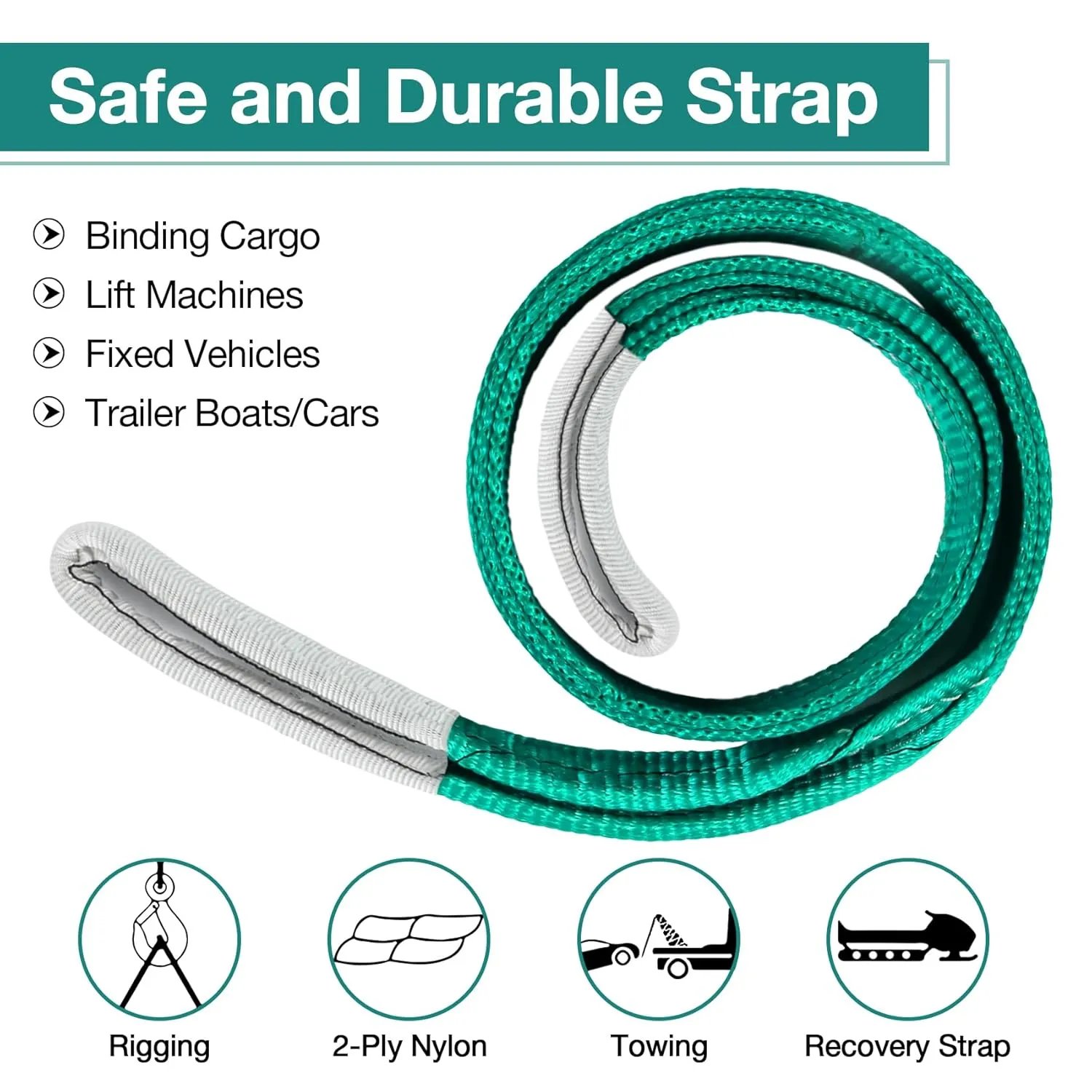 Lift Sling Straps,2" x 8' 2-Ply Heavy Duty Lift Slings,Polyester Lifting Sling Strap Not Nylon Tree Saver Recovery Strap Web Sling Rigging Moving Tow Hoist Gear Straps 6400lb 5100lb 12800lb