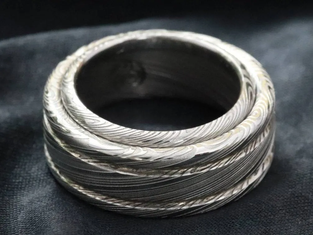 Limited edition** Damascus steel ring Stainless steel Damascus "LEAF" Customizable ring! Natural / matching damasteel weddingband set