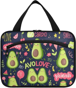 linqin Toiletry Bag for Travel, Cute Little Avocado Makeup Bag Large Cosmetic Bag Organizer with Hanging Hook for Women Men