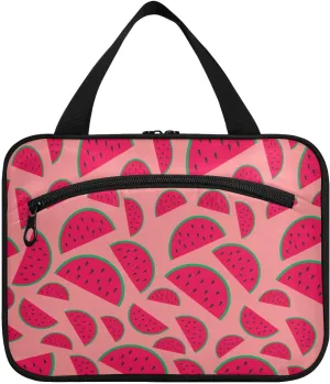 linqin Toiletry Bag for Travel, Watermelon Makeup Bag Large Cosmetic Bag Organizer with Hanging Hook for Women Men