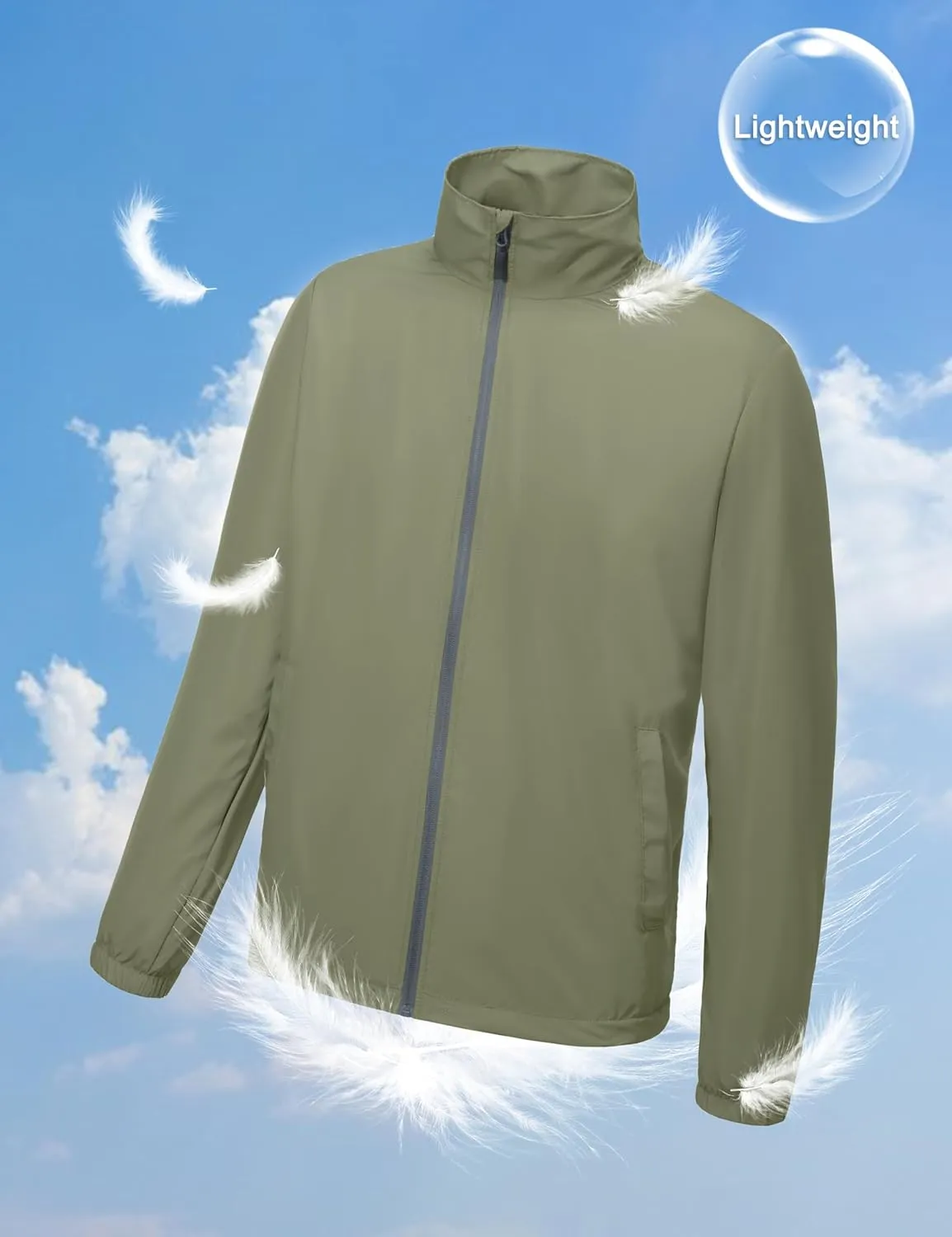 Little Donkey Andy Men’s Lightweight Breathable Windbreaker Golf Jacket UPF50  Windproof Outdoor Running Coat