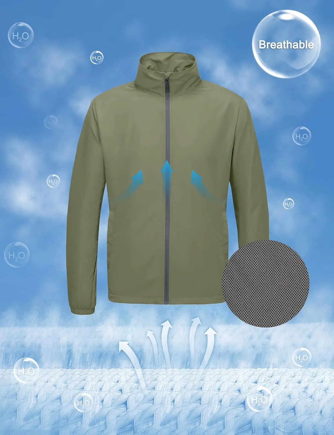 Little Donkey Andy Men’s Lightweight Breathable Windbreaker Golf Jacket UPF50  Windproof Outdoor Running Coat
