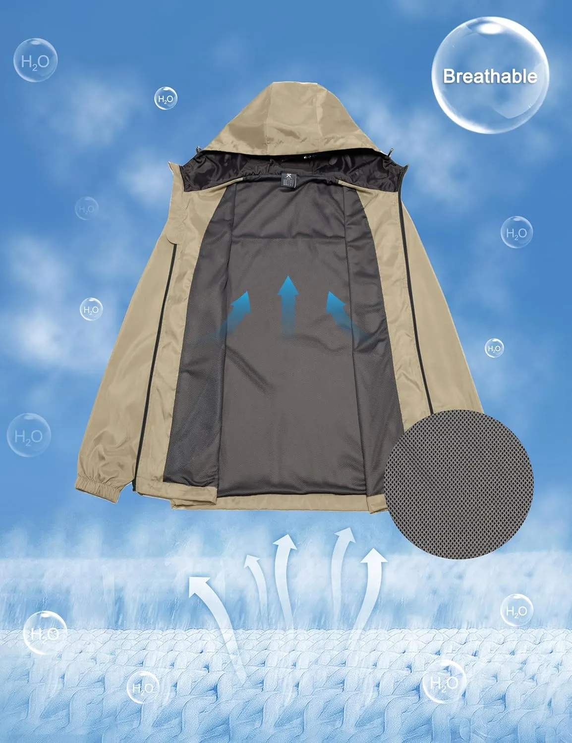 Little Donkey Andy Men’s Lightweight Breathable Windbreaker Golf Jacket UPF50  Windproof Outdoor Running Coat