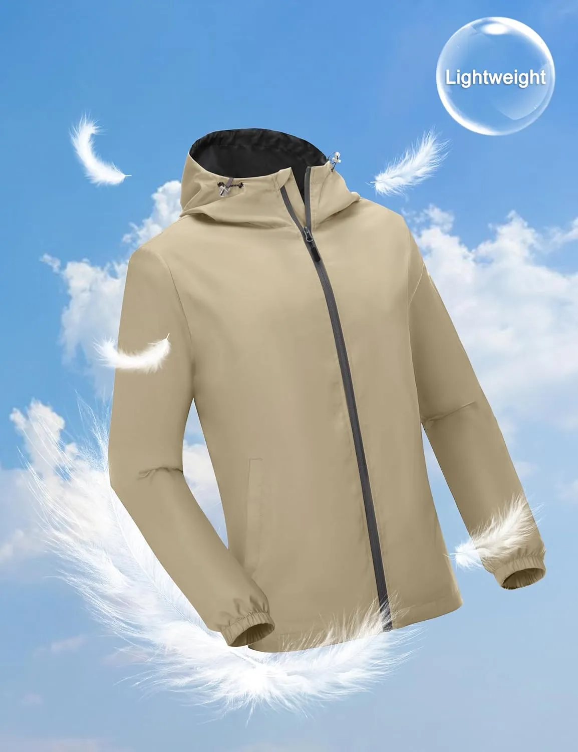 Little Donkey Andy Men’s Lightweight Breathable Windbreaker Golf Jacket UPF50  Windproof Outdoor Running Coat