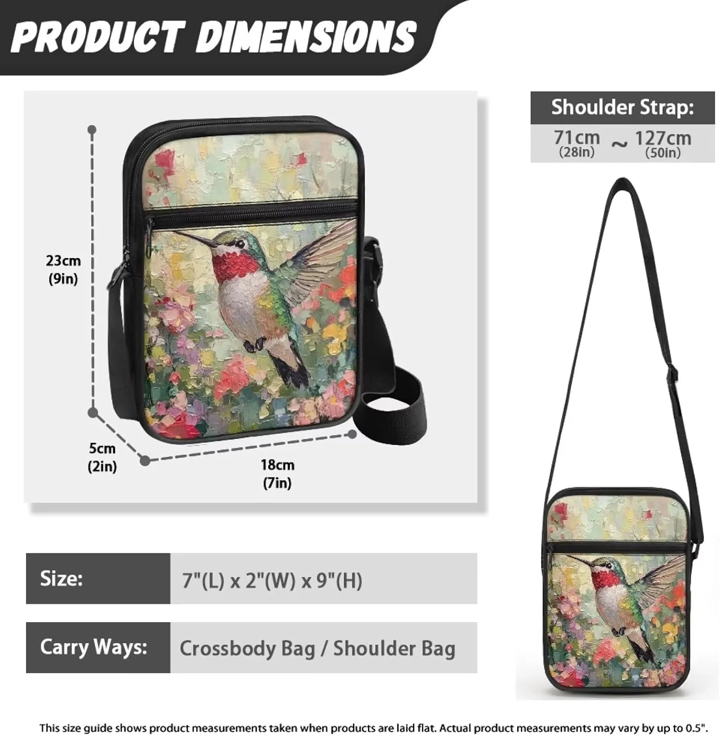 Little Messenger Bag Women's Lightweight Adjustable Strap Crossbody Purse with Zipper Pockets