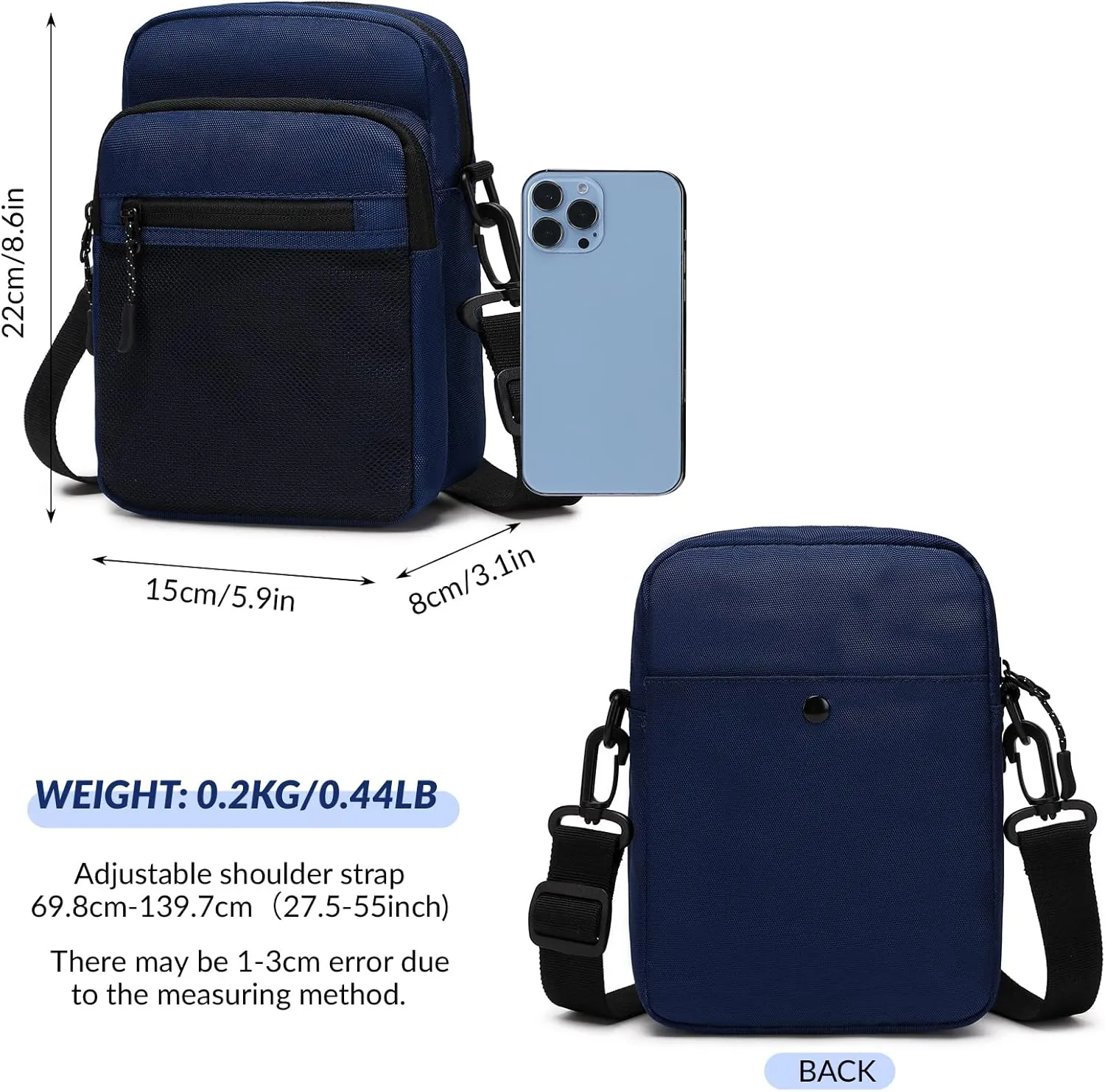 Lohol Small Messenger Bag for Men Women, Water Resistant Adjustable Crossbody Sling bag Purse for Travel Sports