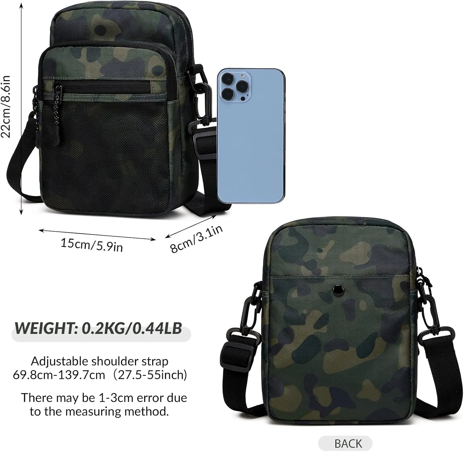 Lohol Small Messenger Bag for Men Women, Water Resistant Adjustable Crossbody Sling bag Purse for Travel Sports
