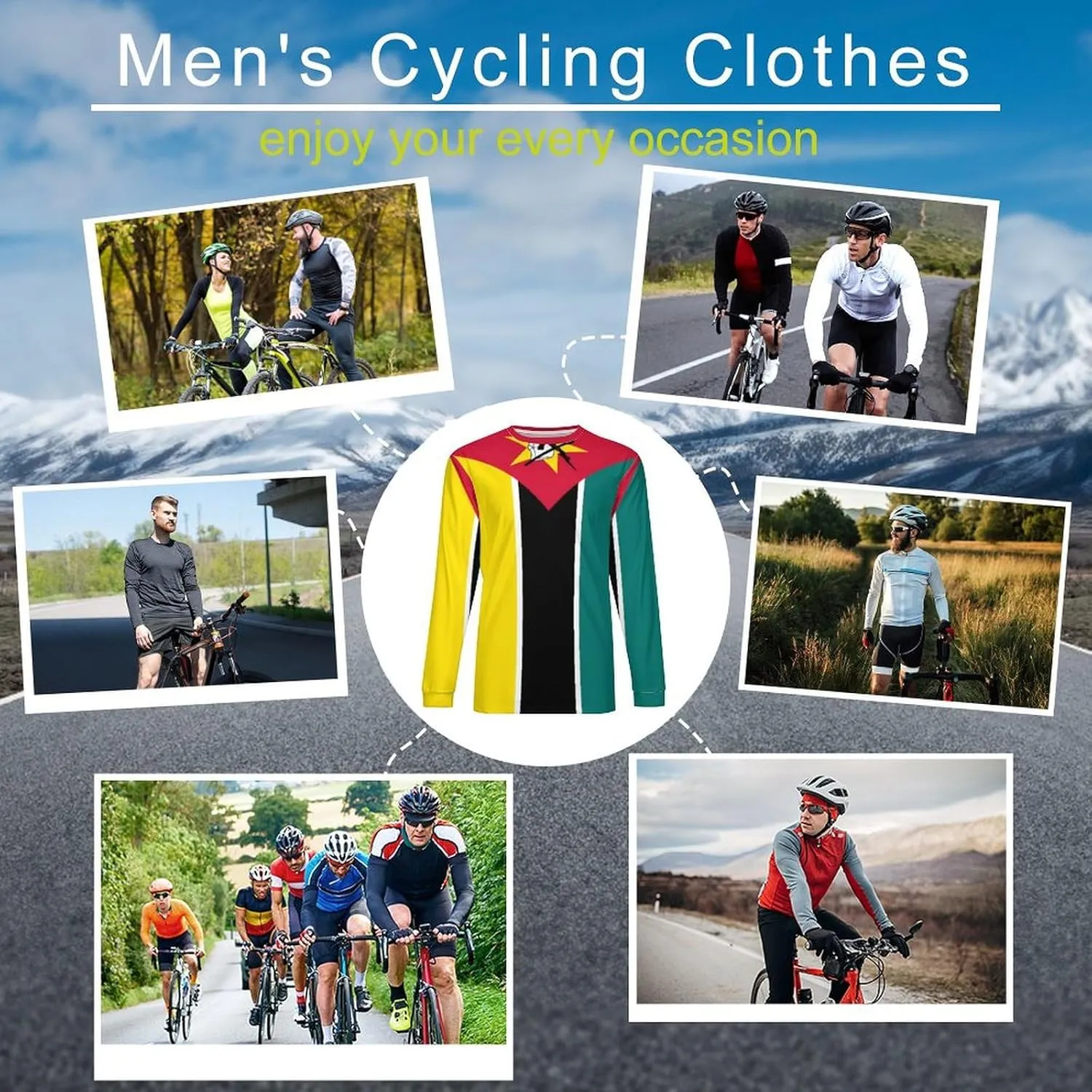 Long Sleeve Cycling Jersey Breathable Crewneck Mountain Bike Pullover Shirts Jacket