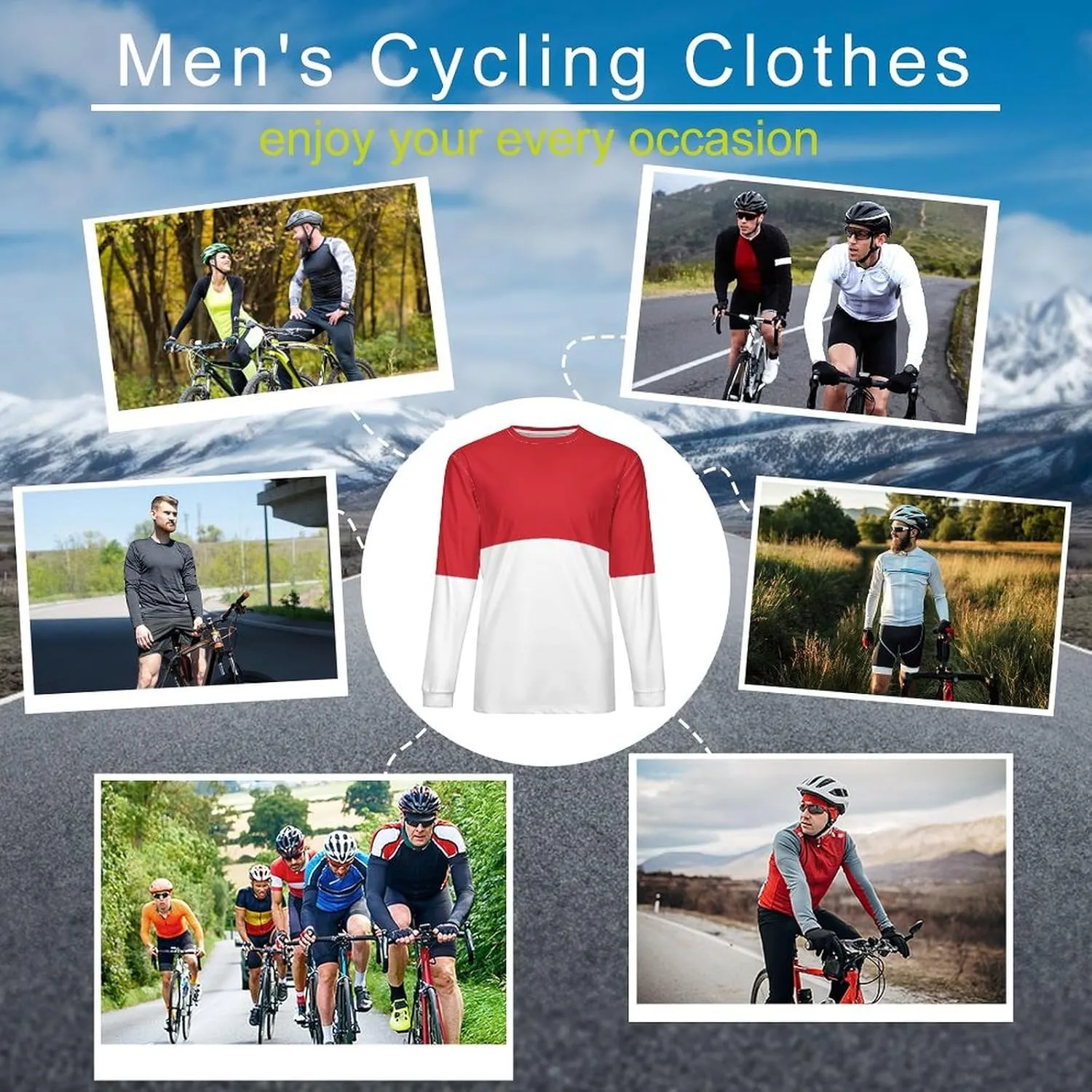 Long Sleeve Cycling Jersey Breathable Crewneck Mountain Bike Pullover Shirts Jacket