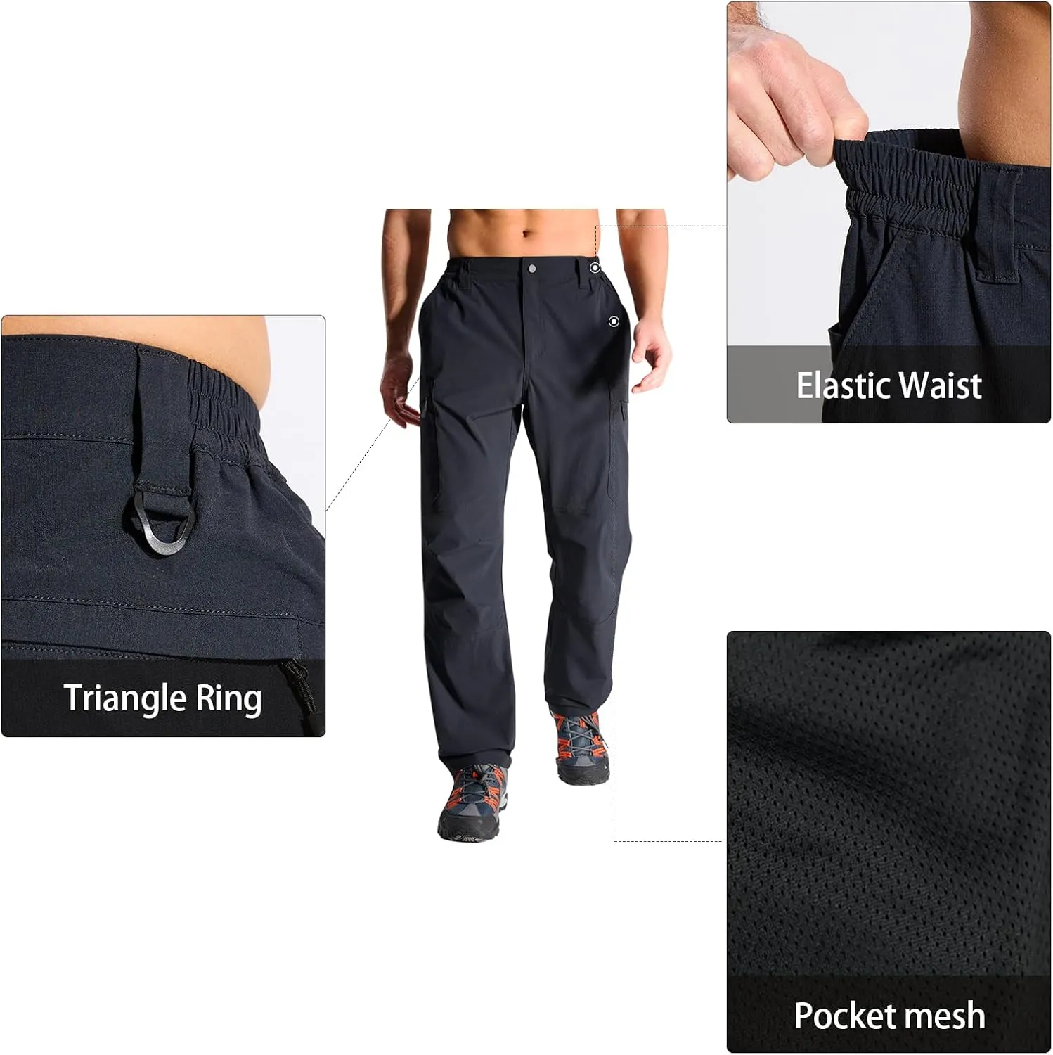 LOOGU Men's Water Resistant Breathable Cargo Pants for Fishing Hiking Outdoor with 7 Pockets