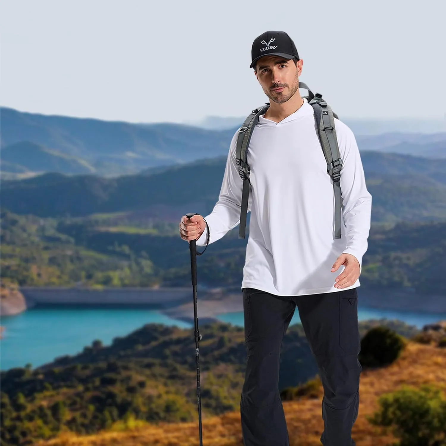 LOOGU Men's Water Resistant Breathable Cargo Pants for Fishing Hiking Outdoor with 7 Pockets