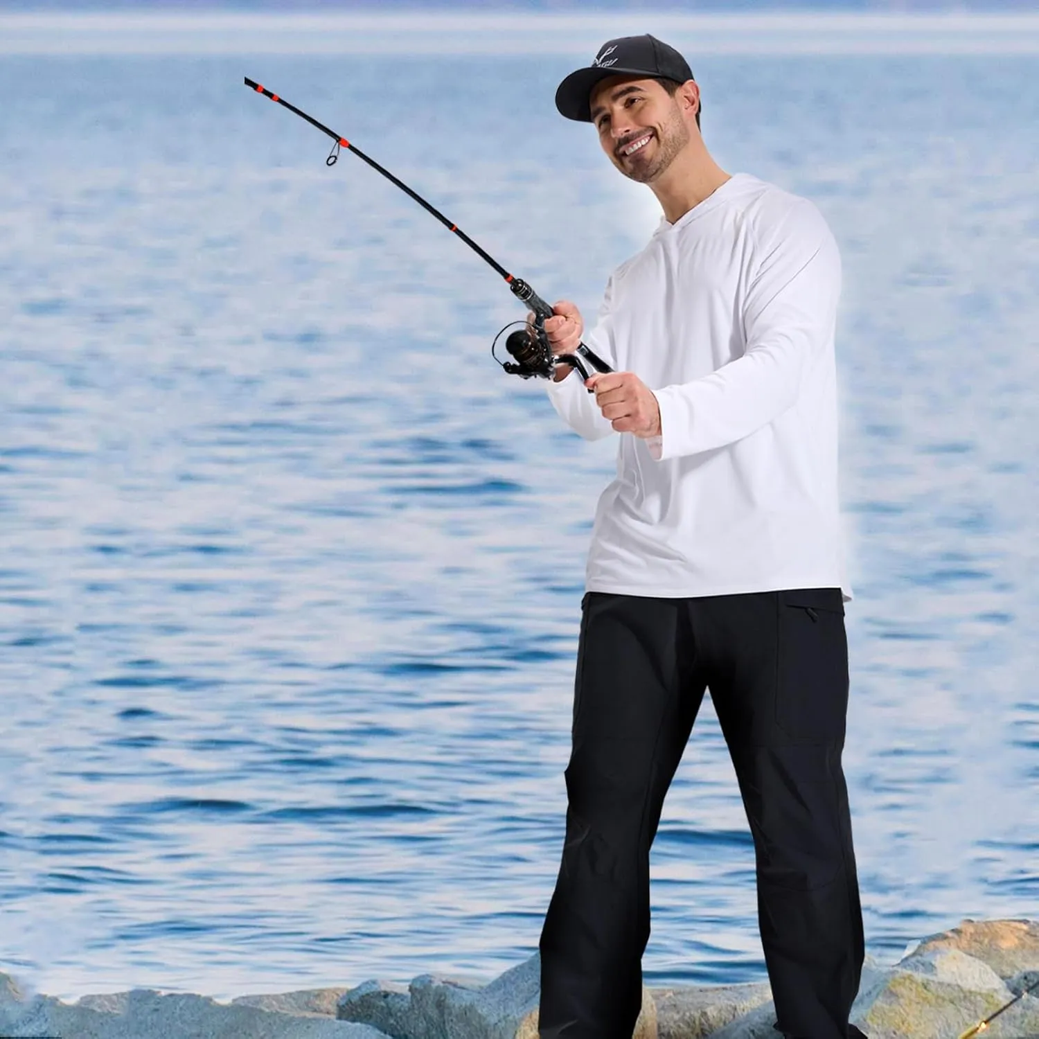 LOOGU Men's Water Resistant Breathable Cargo Pants for Fishing Hiking Outdoor with 7 Pockets