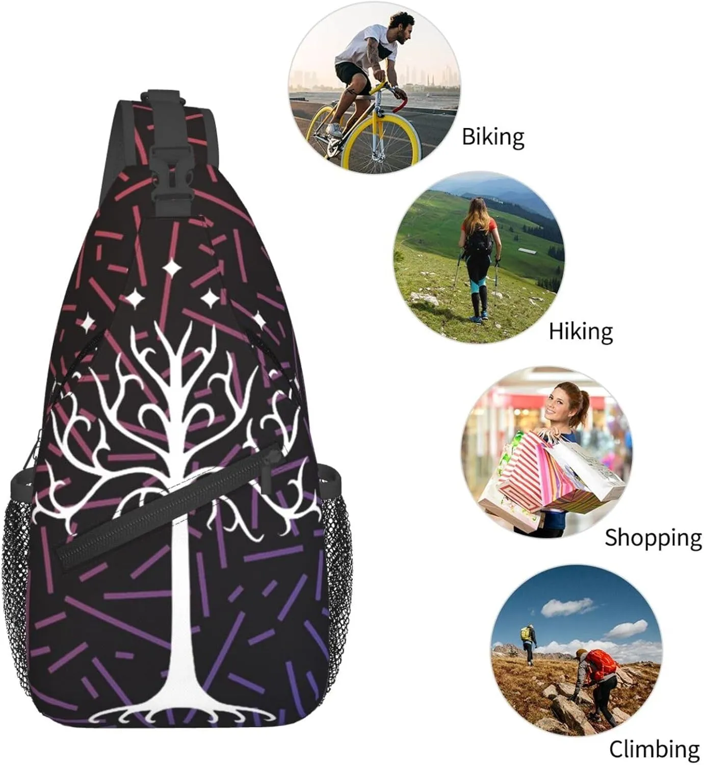 Lord Of The Rings Tree Small Crossbody Backpack Sling Bag For Men Women Mini One Shoulder Chest Bags Gym Sport Travel Hiking Daypack