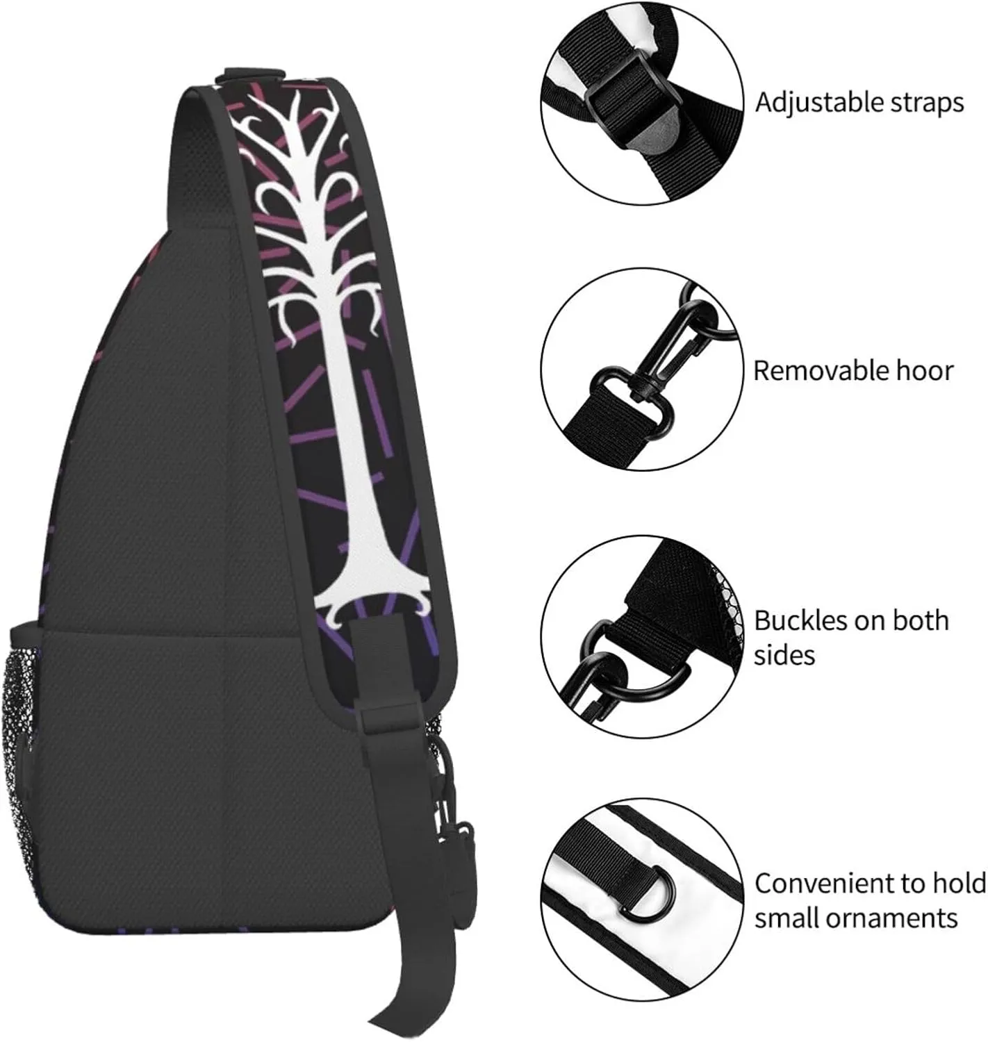 Lord Of The Rings Tree Small Crossbody Backpack Sling Bag For Men Women Mini One Shoulder Chest Bags Gym Sport Travel Hiking Daypack