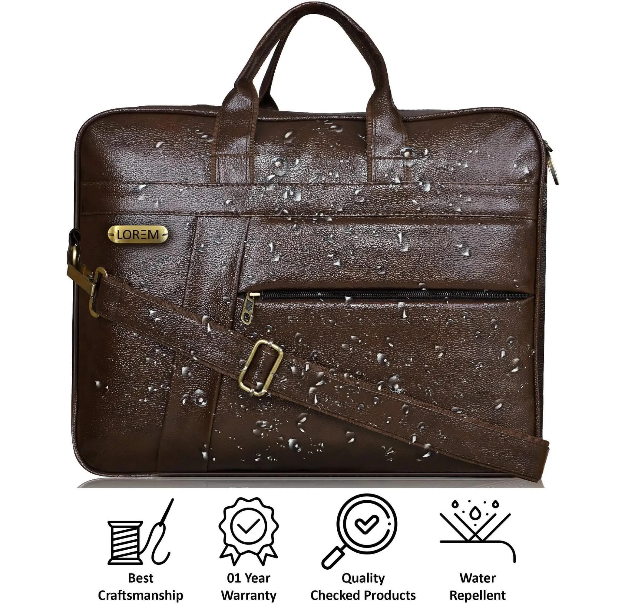 LOREM Chocolate Color Faux Leather 10L Messenger Bag For Men & Women (BG05)
