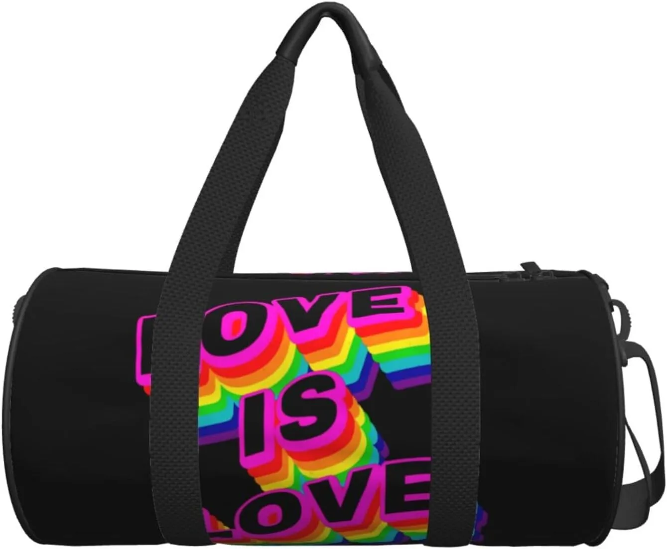 Love is love LGBT Pride Rainbow Gay Round Travel Duffel Bag Large Capacity Gym Sports Bags for Hiking Vacation Trips