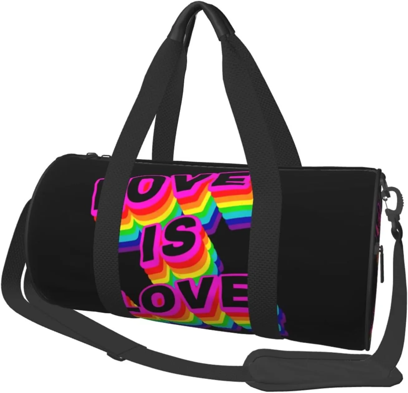 Love is love LGBT Pride Rainbow Gay Round Travel Duffel Bag Large Capacity Gym Sports Bags for Hiking Vacation Trips