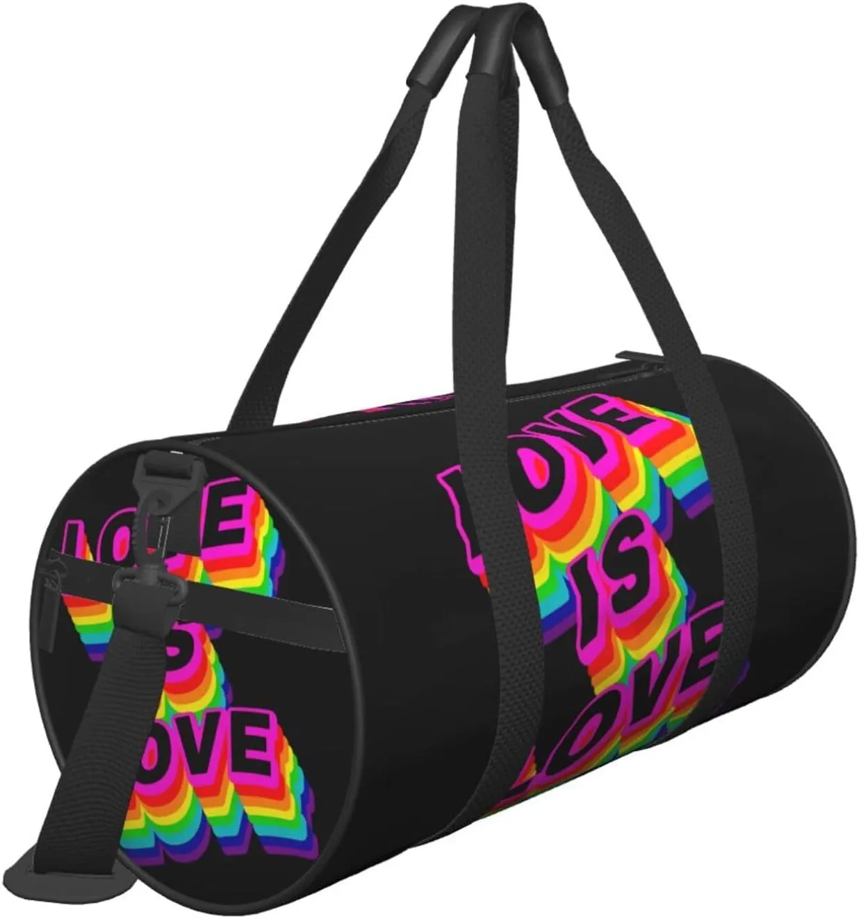 Love is love LGBT Pride Rainbow Gay Round Travel Duffel Bag Large Capacity Gym Sports Bags for Hiking Vacation Trips