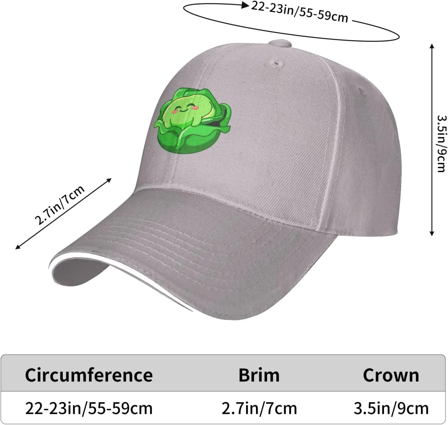 Lovely Cabbage Baseball Cap for Men Women Adjustable Funny Dad Hat