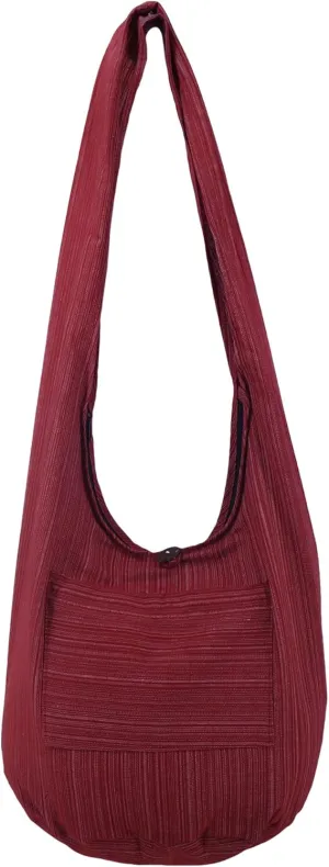 Lovely Creations Hobo Bohemian Sling Crossbody Shoulder Bag Hippie Gypsy Zip on Top Bag and Front Pocket