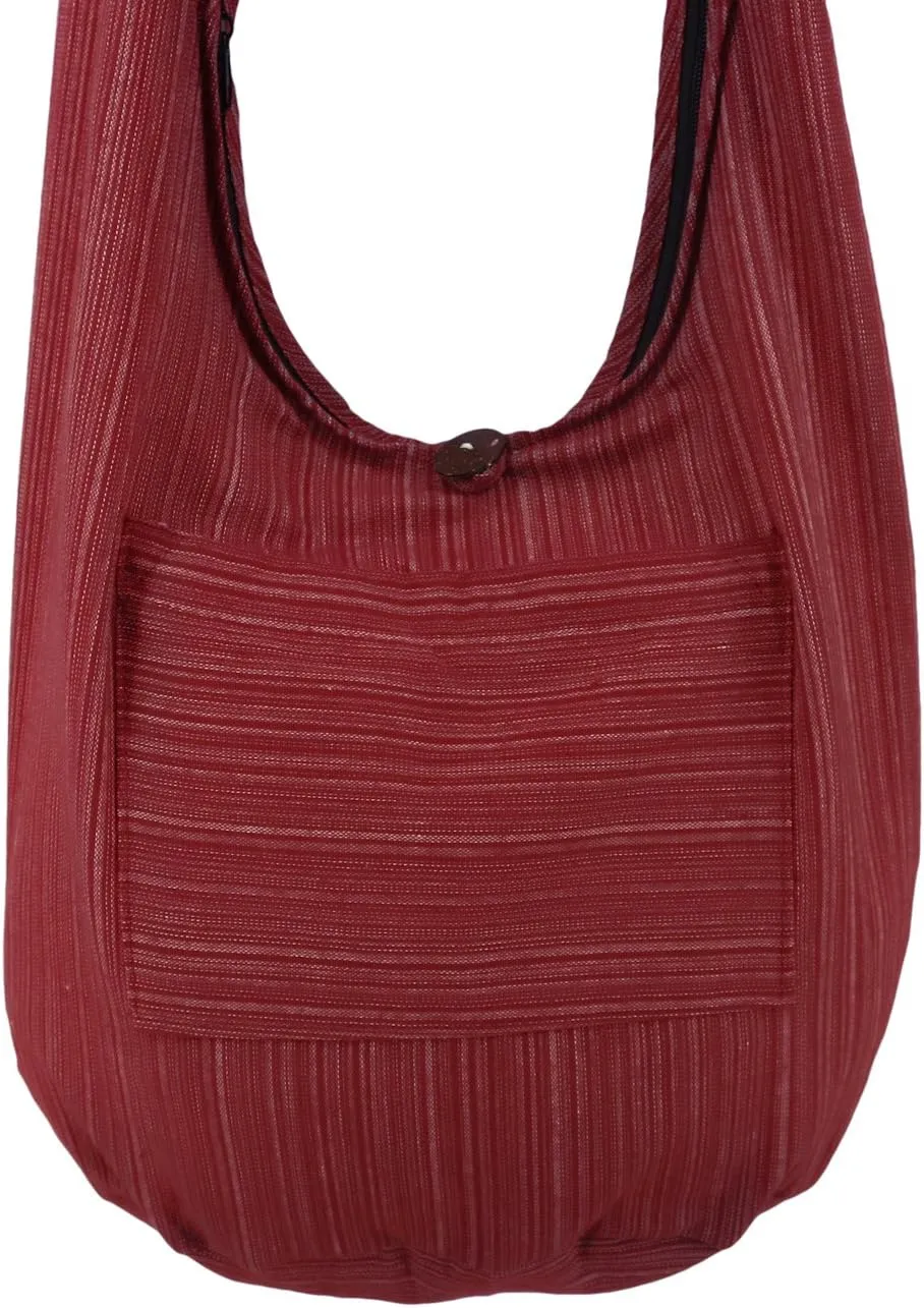 Lovely Creations Hobo Bohemian Sling Crossbody Shoulder Bag Hippie Gypsy Zip on Top Bag and Front Pocket