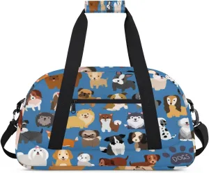 Lovely Dog Gym Duffel Bag for Men Women Puppy Animal Sports Tote Bag with Adjustable Shoulder Strap for Dance Gymnastics Traveling Outdoor Camping Overnight Stay