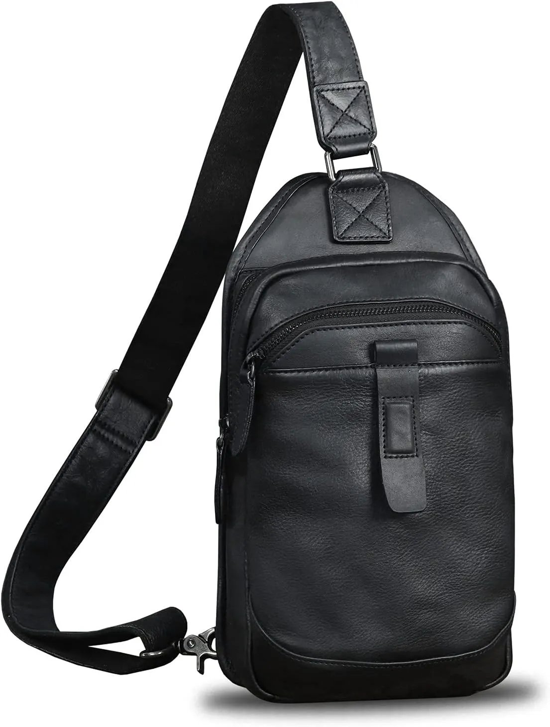 LRTO Genuine Leather Silng Bag for Men and Women Retro Leather Sling Backpack Purse Shoulder Crossbody Bag Chest Bag