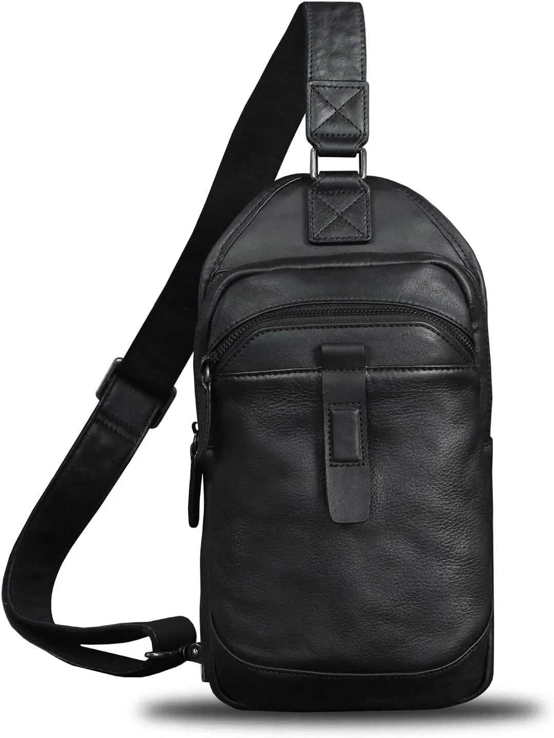 LRTO Genuine Leather Silng Bag for Men and Women Retro Leather Sling Backpack Purse Shoulder Crossbody Bag Chest Bag
